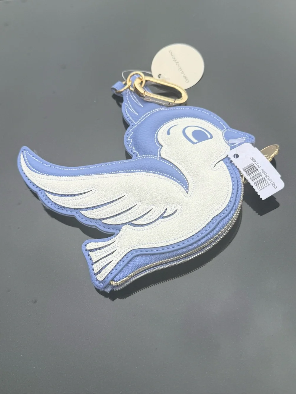 Bath & Body Works Princess Blue and White Bird Coin Pouch Keychain